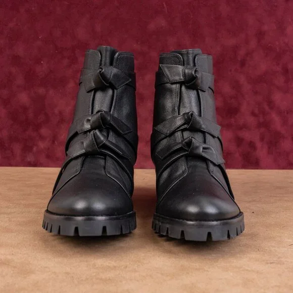 Alexandre Birman Wmn Lolita Black Leather Waterproof Combat Boots 8.5US EUR39 - Picture 3 of 8